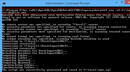 Image illustrating the execution of an argument file int the CLI