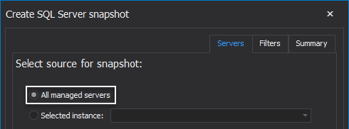 Create snapshots for all managed SQL Servers