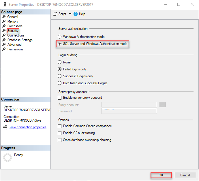 SQL Server and Windows authentication mode 