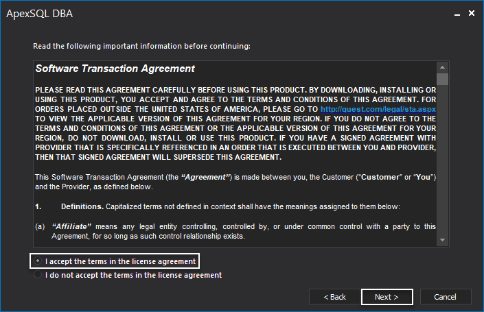 STA agreement step before installing the SQL manage instances application