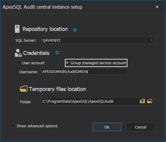 Configure a gMSA account to access application