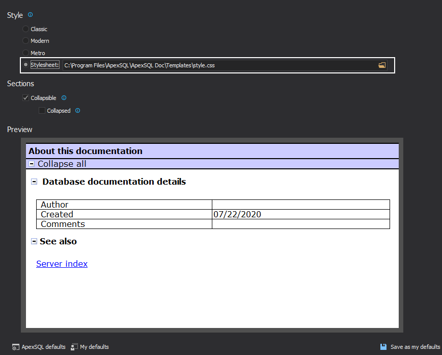 The output documentation style after the changes are made