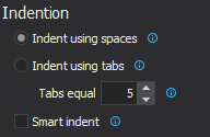 Figure illustrating the Indention options in ApexSQL Refactor