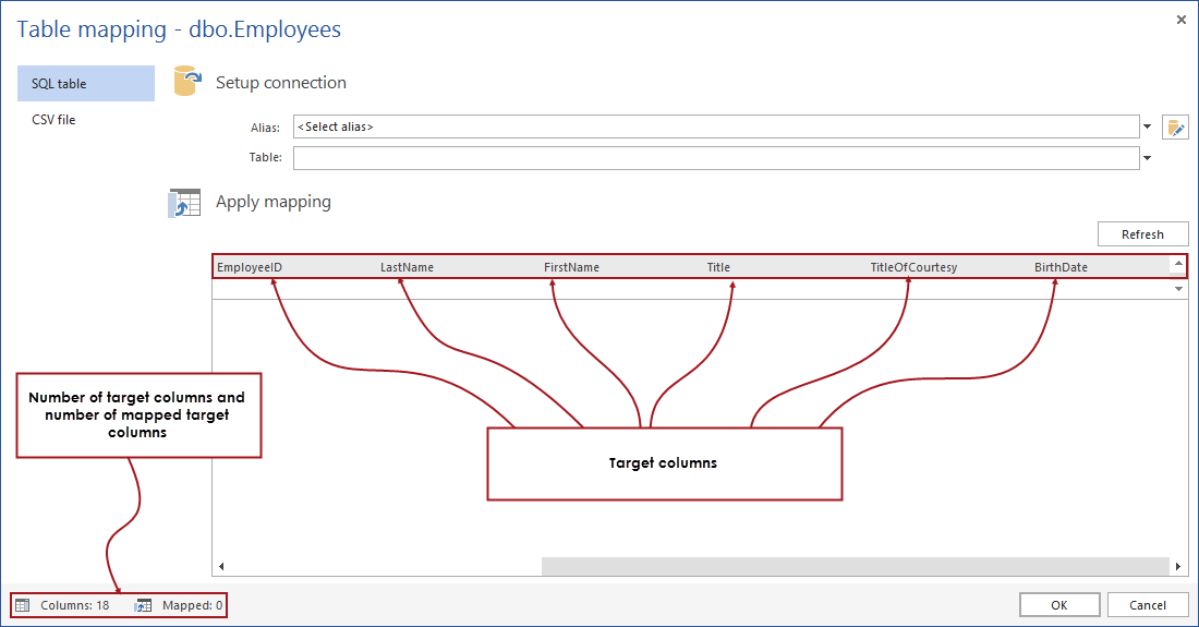 02 sql table mapping empty