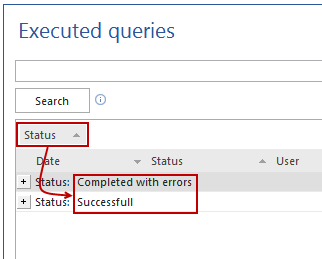 Grouping the status of the executed queries