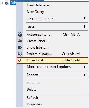 How to see the Object status for certain database