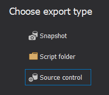 ApexSQL Diff using Source control as export type