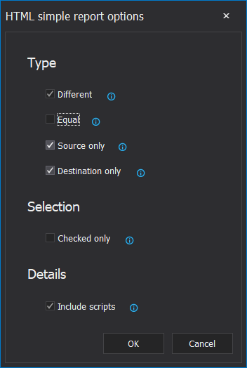 Database simple HTML report options