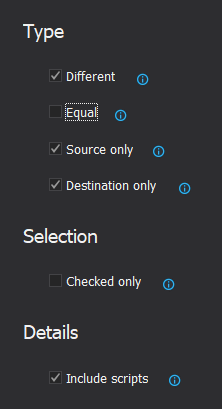 Different type, selection and details for database simple HTML report