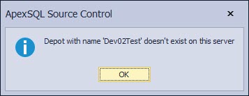 "Depot with name ... doesn't exist on this server"message