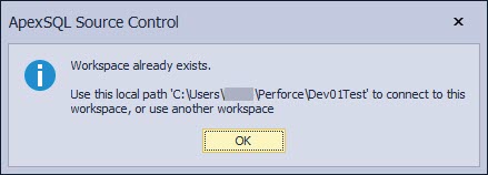 "Workspace already exist" message 