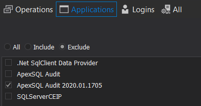 Choose application to exclude from auditing