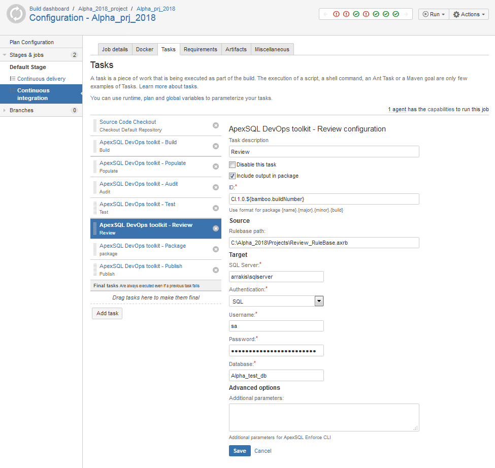 Database continuous integration with Bamboo and Redgate