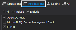 Include/Exclude applications for/from auditing