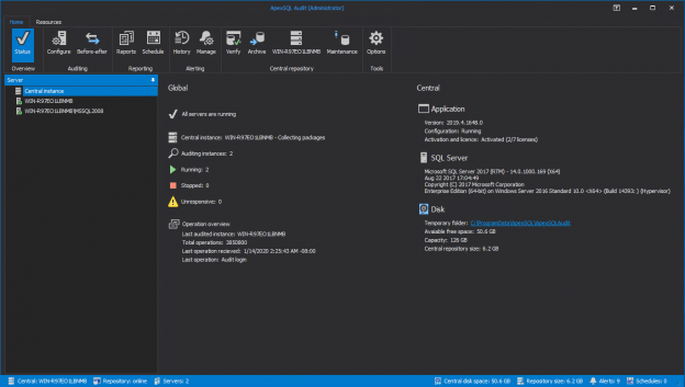 ApexSQL Audit Main application user interface