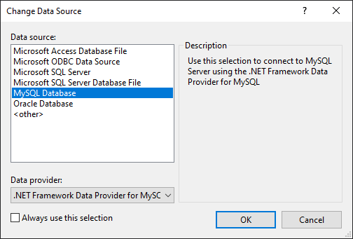 Change Data Source dialog