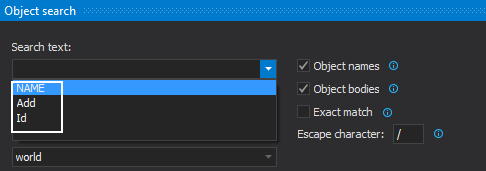 MySQL object search history