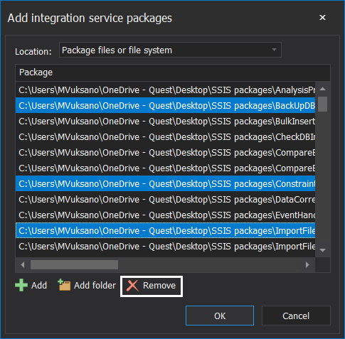Remove Selected SSIS packages 