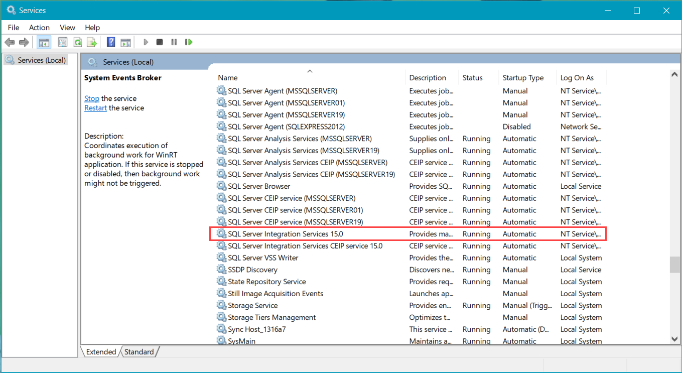 SSIS must be installed 