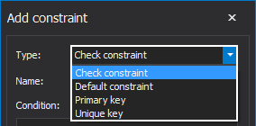 A list of the available constraints