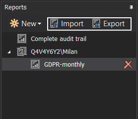 Import or Export custom report configurations