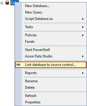 Linking a database to source control