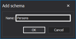 The Add schema window - new schema