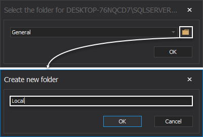 Create custom folder to assign SQL Server to