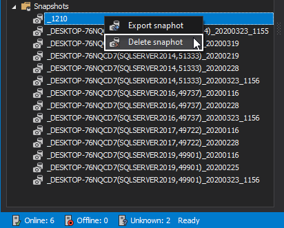 Deleting SQL Server snapshots