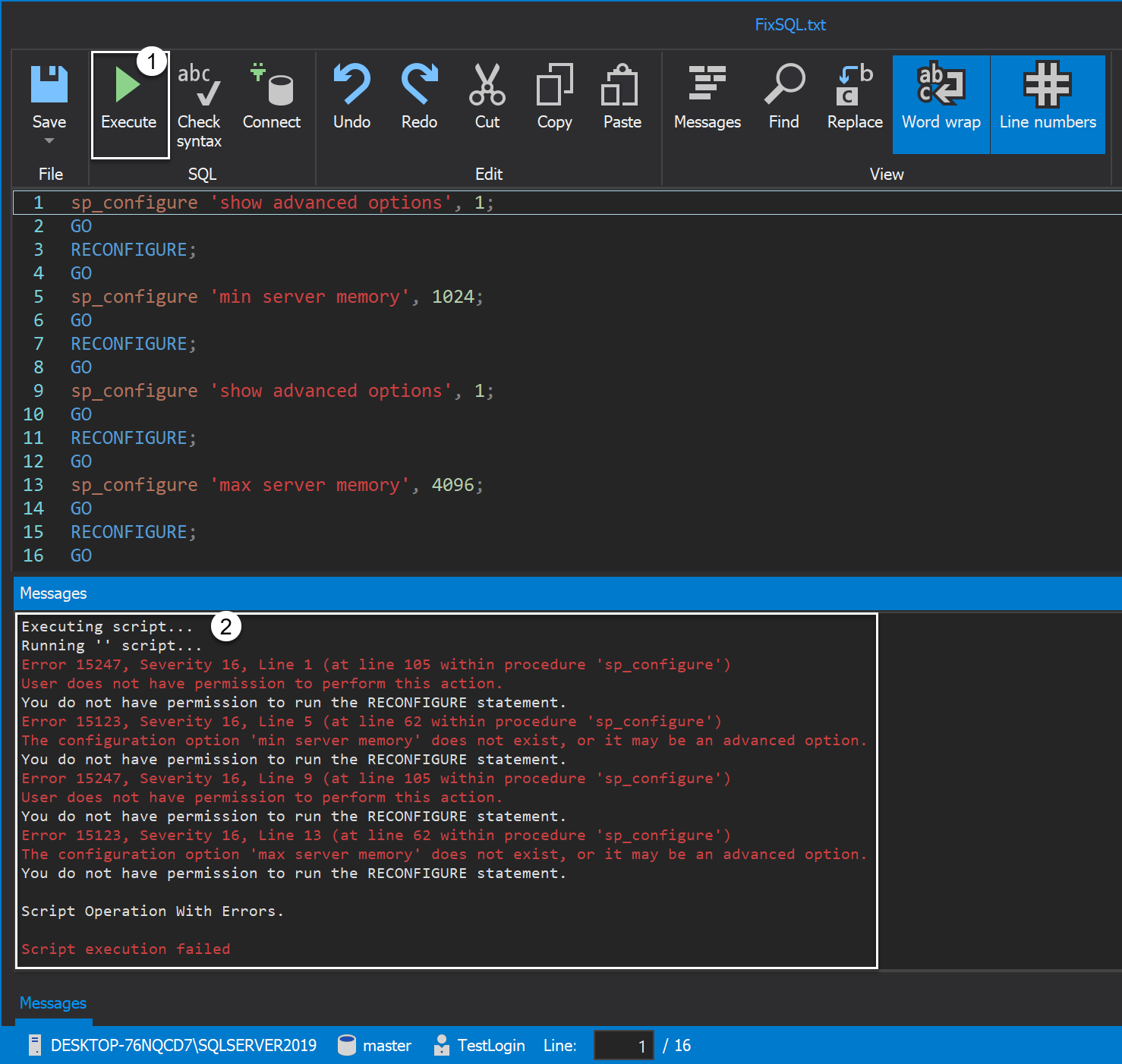 Execute Fix SQL scripts via SQL manage instance tool