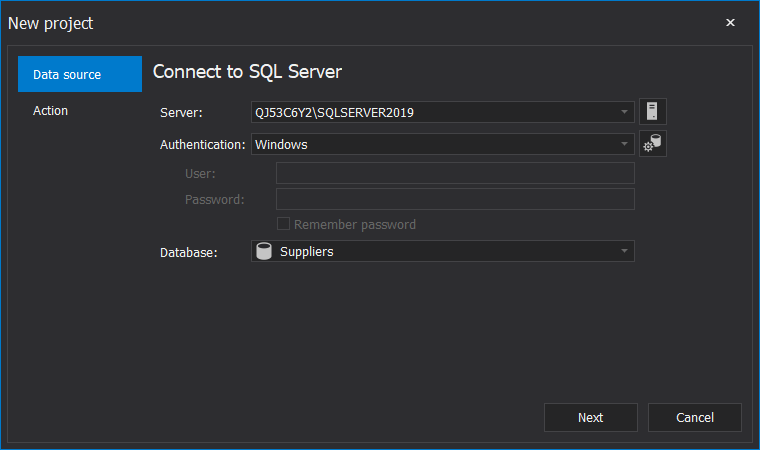 ApexSQL Pump import connection option