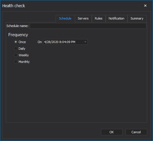 Health check window of the SQL Manage instance tool