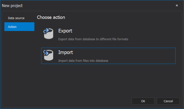 ApexSQL Pump Action tab with Import feature