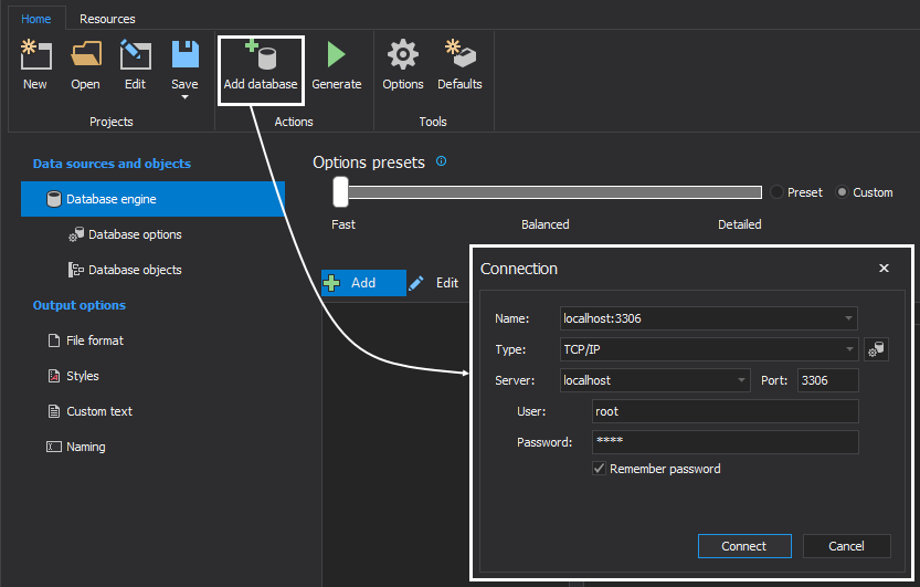 Initiating connection to a server