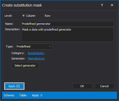 The Apply button from the create mask window