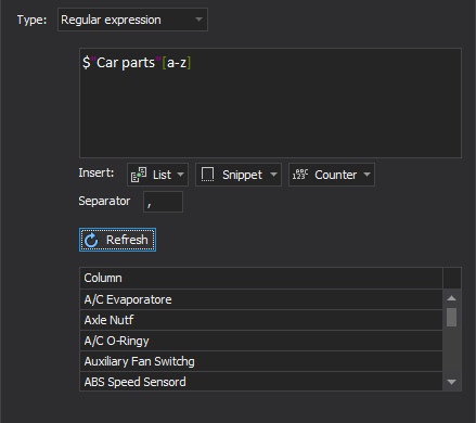The regular expression generator
