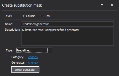 The Select Generator button in the Create substitution mask window