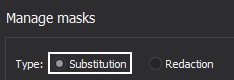 The substitution check-box in the Manage mask window