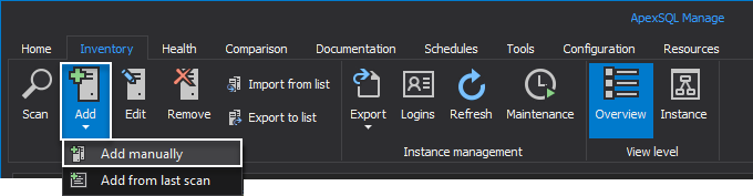 Add SQL instance manually