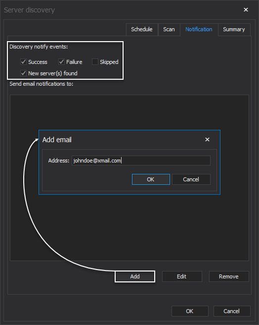 Notify events when SQL Server instances are discovered