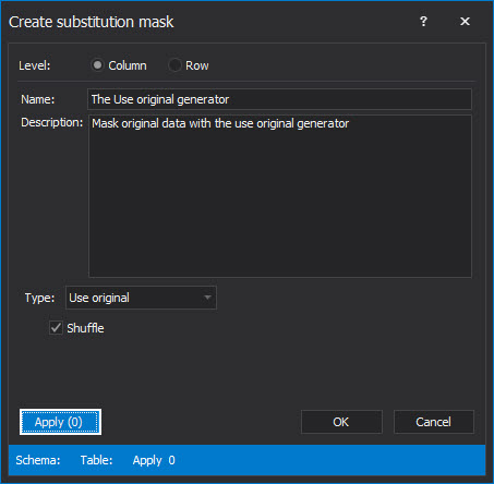 The Apply button in the Create substitution mask window