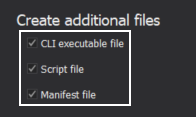 the Create additional files options under the Package sub-tab