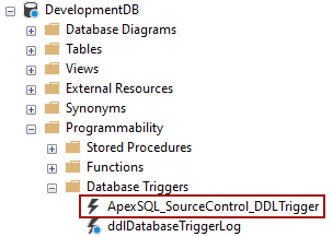 The database trigger in the dedicated development model