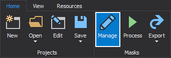 The Manage button in the Home tab
