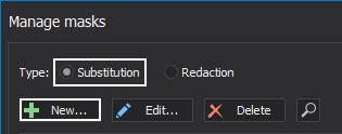 The New button in the Manage masks window