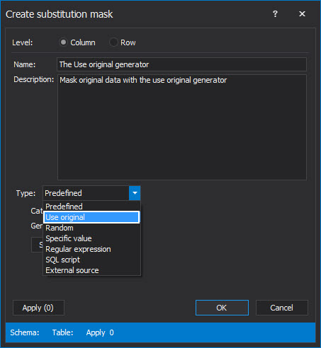 Types of generators which generated data will be used to mask SQL Server data