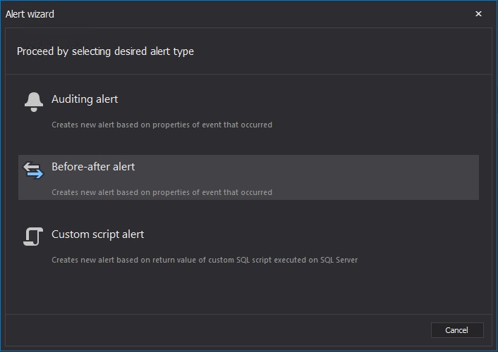 SQL Server before-after alerting.