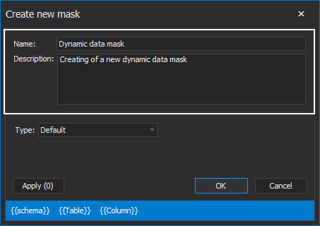 Configuring new definitin to mask SQL Server data