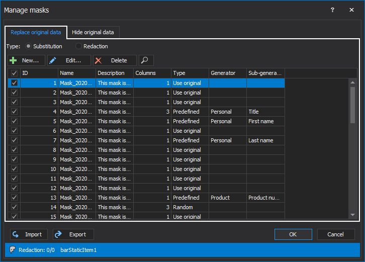 Manage masks that will be used to mask SQL Server data