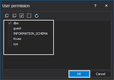 The user permission dialog